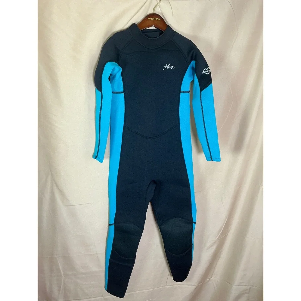 Hevto Wetsuit Kids 10 Black Blue Excellent‎ 3/2mm Neoprene Full Body Youth Surf